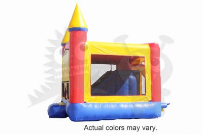 Inflatable Neutral Color Castle Point Combo Bouncer with Slide, Climbing Wall and Hoop Commercial Inflatable For Sale