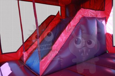 Inflatable Pink and Purple Castle Point Combo Bounce House with Inside Slide and Hoop Commercial Inflatable For Sale
