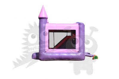 Inflatable Pink and Purple Castle Point Combo Bounce House with Inside Slide and Hoop Commercial Inflatable For Sale