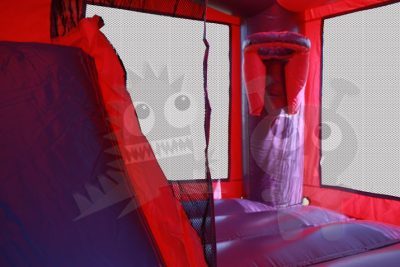 Inflatable Pink and Purple Castle Point Combo Bounce House with Inside Slide and Hoop Commercial Inflatable For Sale