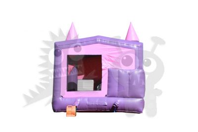 Inflatable Pink and Purple Castle Point Combo Bounce House with Inside Slide and Hoop Commercial Inflatable For Sale