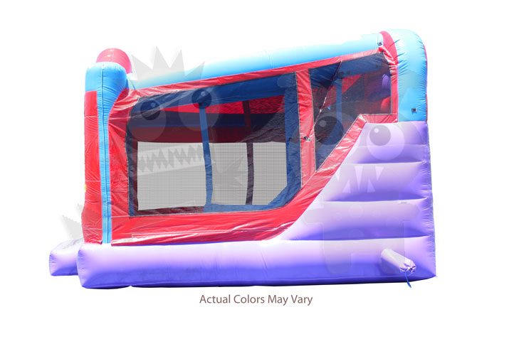 4-in-1 Inflatable Purple Red and Blue Combo with Slide, Climbing Wall and Hoop Super Durable Commercial Inflatable For Sale
