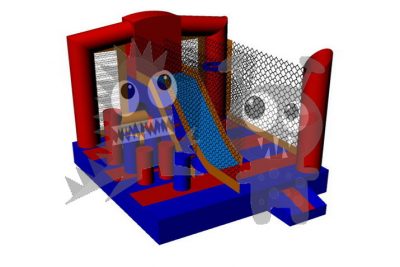 5-in-1 Orange Blue Combo with Slide, Climbing Wall, and Hoop