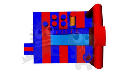 5-in-1 Orange Blue Combo with Slide, Climbing Wall, and Hoop