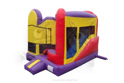 5-in-1 Colorful Combo with Slide, Climbing Wall, Obstacles, and Hoop Commercial Inflatable For Sale