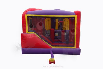 5-in-1 Colorful Combo with Slide, Climbing Wall, Obstacles, and Hoop Commercial Inflatable For Sale