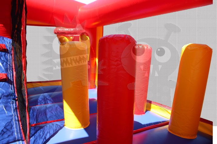 8-in-1 Neutral Color Combo Bounce House with Slide, Climbing Wall, and Basketball Hoop Commercial Inflatable For Sale