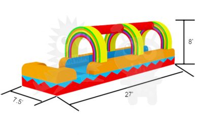 27' Multicolor Rainbow Inflatable Water Slip 'n Slide Commercial Inflatable For Sale