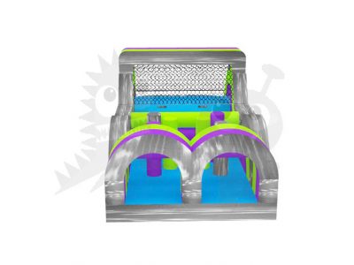35' Purple Green Gray Commercial Inflatable Obstacle Course Wet/Dry Slide Commercial Inflatable For Sale