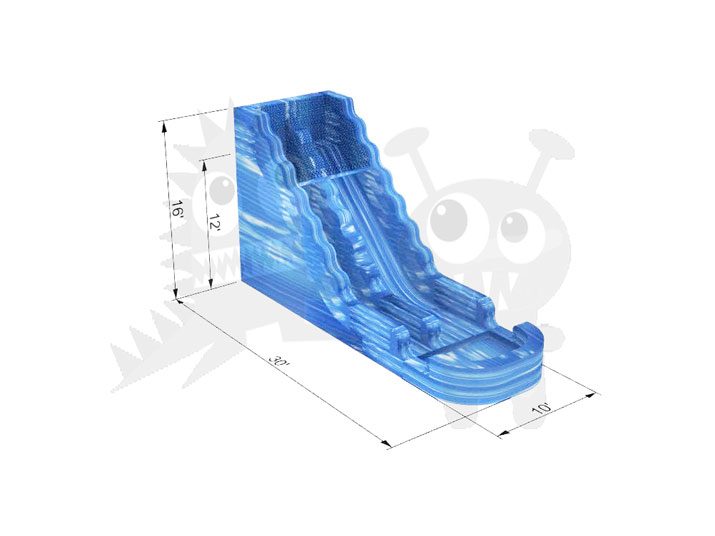 16' Blue Marble Wet/Dry Slide Commercial Inflatable For Sale