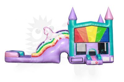 COM-529-Unicorn 5-in-1 Wet/Dry Glitter Rainbow Commercial Inflatable