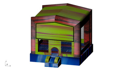 BOU-040 - Red/Blue/Yellow Marble Module Bounce House with Hoop